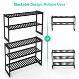 Shoe Rack Bamboo 5 Tier Shoe Organizer, Storage 20-25 Pairs for Closet, Stackable Large Tall Shoe Shelf Holder Stand Cubby