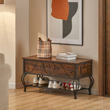 Shoe Rack Bench for Entryway, Industrial Bench with Shoe Storage Shelf, Rustic Shoe Rack for Small Spaces