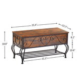Shoe Rack Bench for Entryway, Industrial Bench with Shoe Storage Shelf, Rustic Shoe Rack for Small Spaces