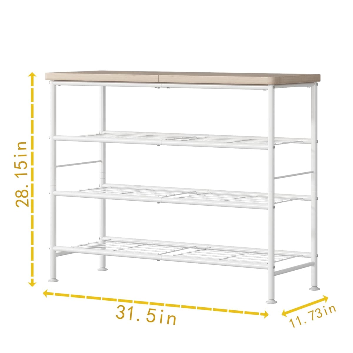 Shoe Rack Organizer 4 Tier for Closet Entryway Free Standing Metal Storage Shoe Shelf with MDF Top Board，Black