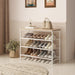 Shoe Rack Organizer 4 Tier for Closet Entryway Free Standing Metal Storage Shoe Shelf with MDF Top Board，Black