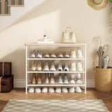 Shoe Rack Organizer 4 Tier for Closet Entryway Free Standing Metal Storage Shoe Shelf with MDF Top Board，Black