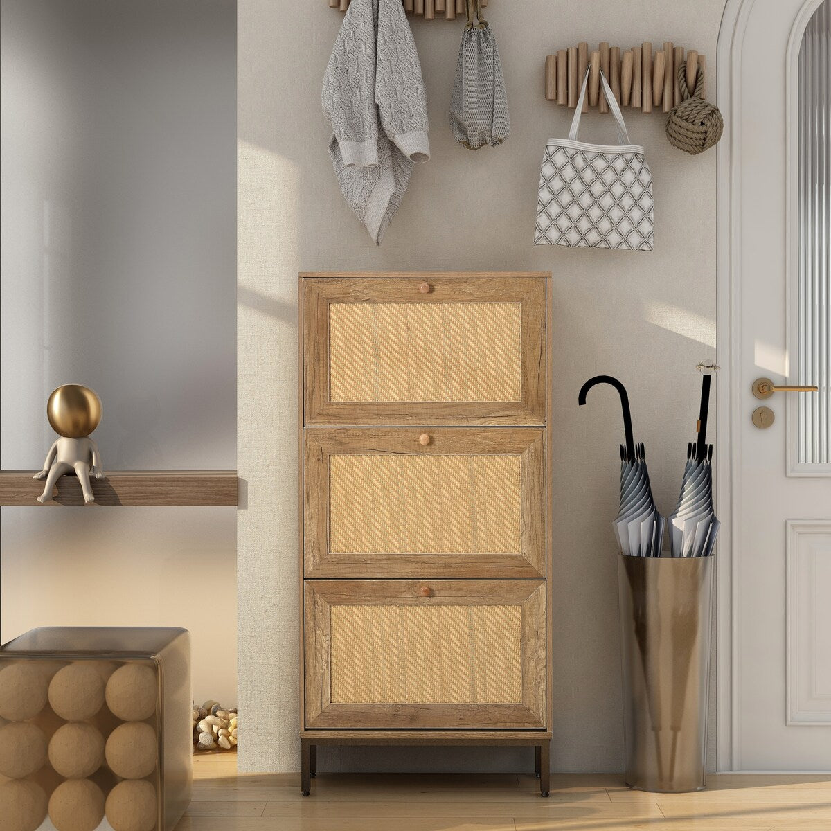 Shoe Rack Storage Cabinet with Metal Legs for Entryway Hallway Bedroom Mudroom