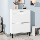Shoe Rack Storage Organizer with Drawers & Metal Legs