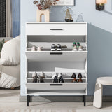 Shoe Rack Storage Organizer with Drawers & Metal Legs
