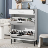 Shoe Rack Storage Organizer with Drawers & Metal Legs