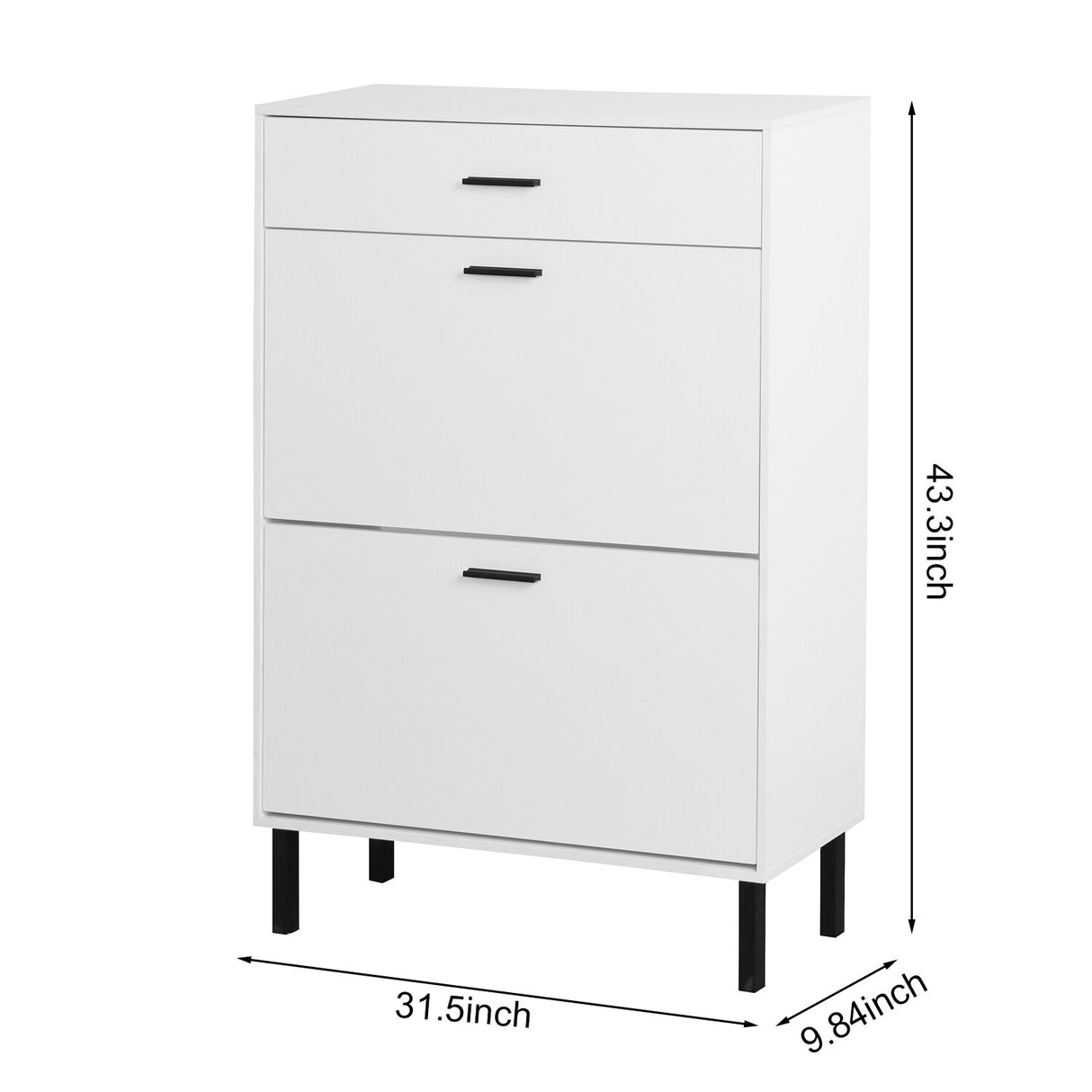 Shoe Rack Storage Organizer with Drawers & Metal Legs