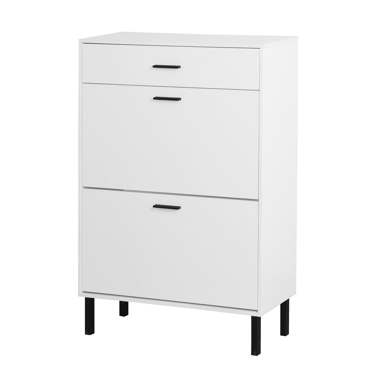 Shoe Rack Storage Organizer with Drawers & Metal Legs