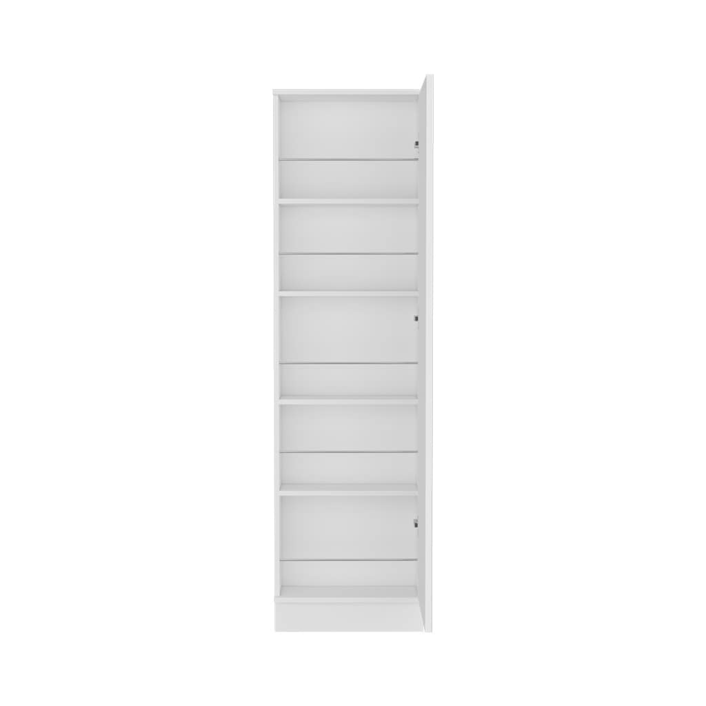 Shoe Rack With Mirror Five Interior Shelves And Single Door Cabinet