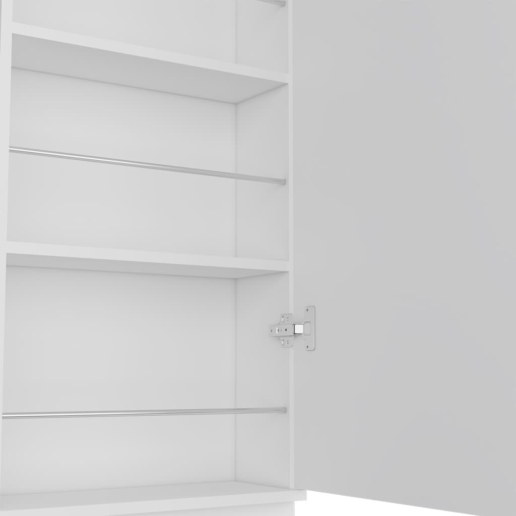 Shoe Rack With Mirror Five Interior Shelves And Single Door Cabinet