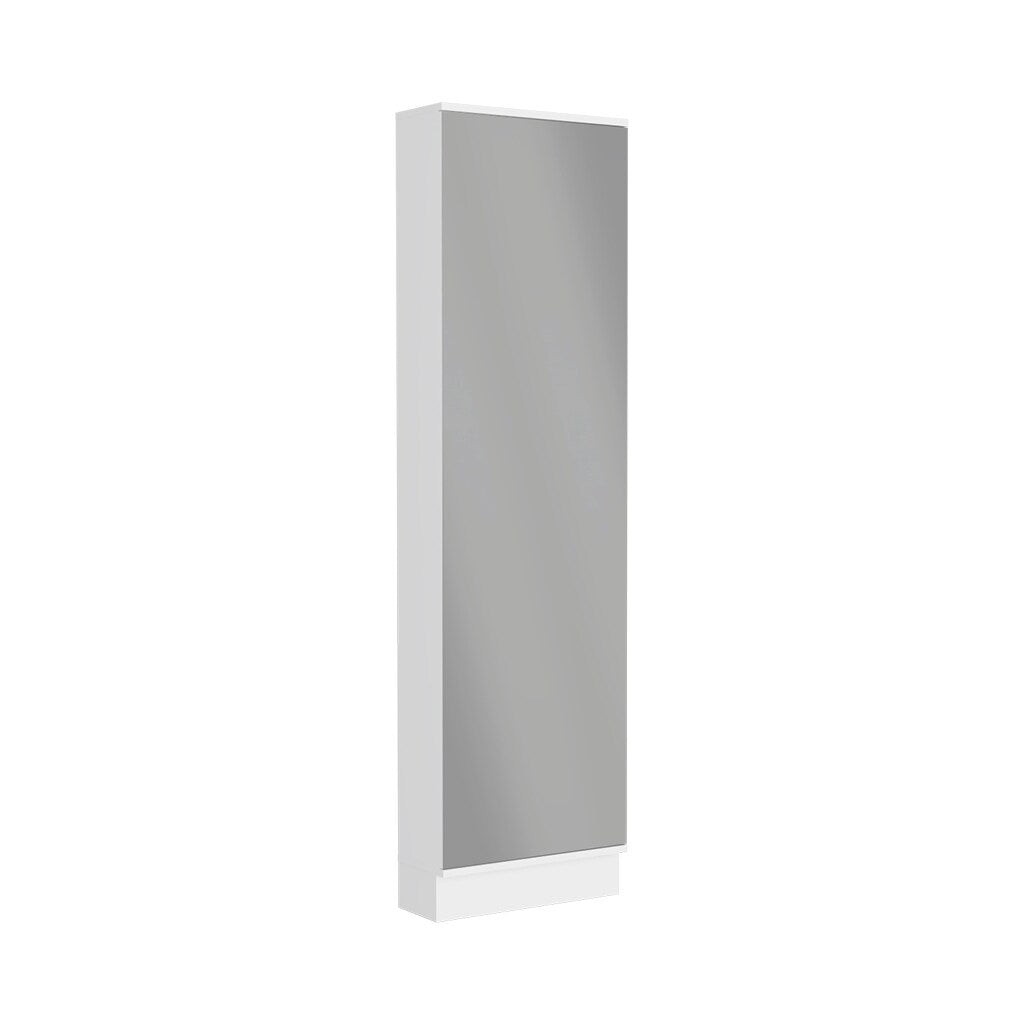 Shoe Rack With Mirror Five Interior Shelves And Single Door Cabinet