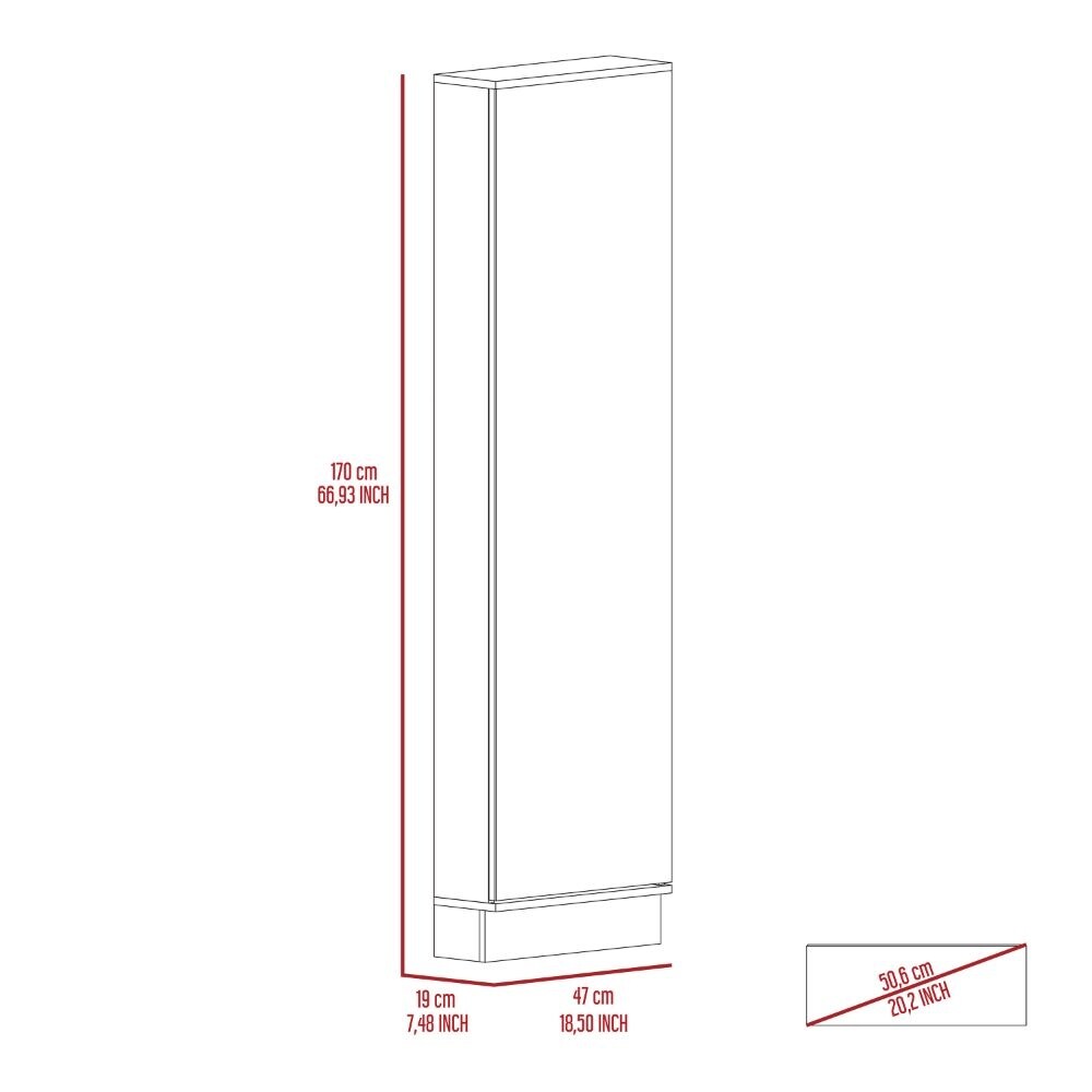Shoe Rack With Mirror Five Interior Shelves And Single Door Cabinet