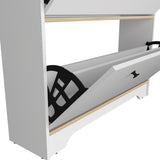 Shoe Rack With One Open Shelf And Two Extendable Cabinets