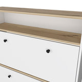 Shoe Rack With One Open Shelf And Two Extendable Cabinets