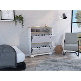 Shoe Rack With One Open Shelf And Two Extendable Cabinets