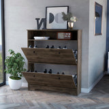 Shoe Rack With One Open Shelf And Two Extendable Cabinets