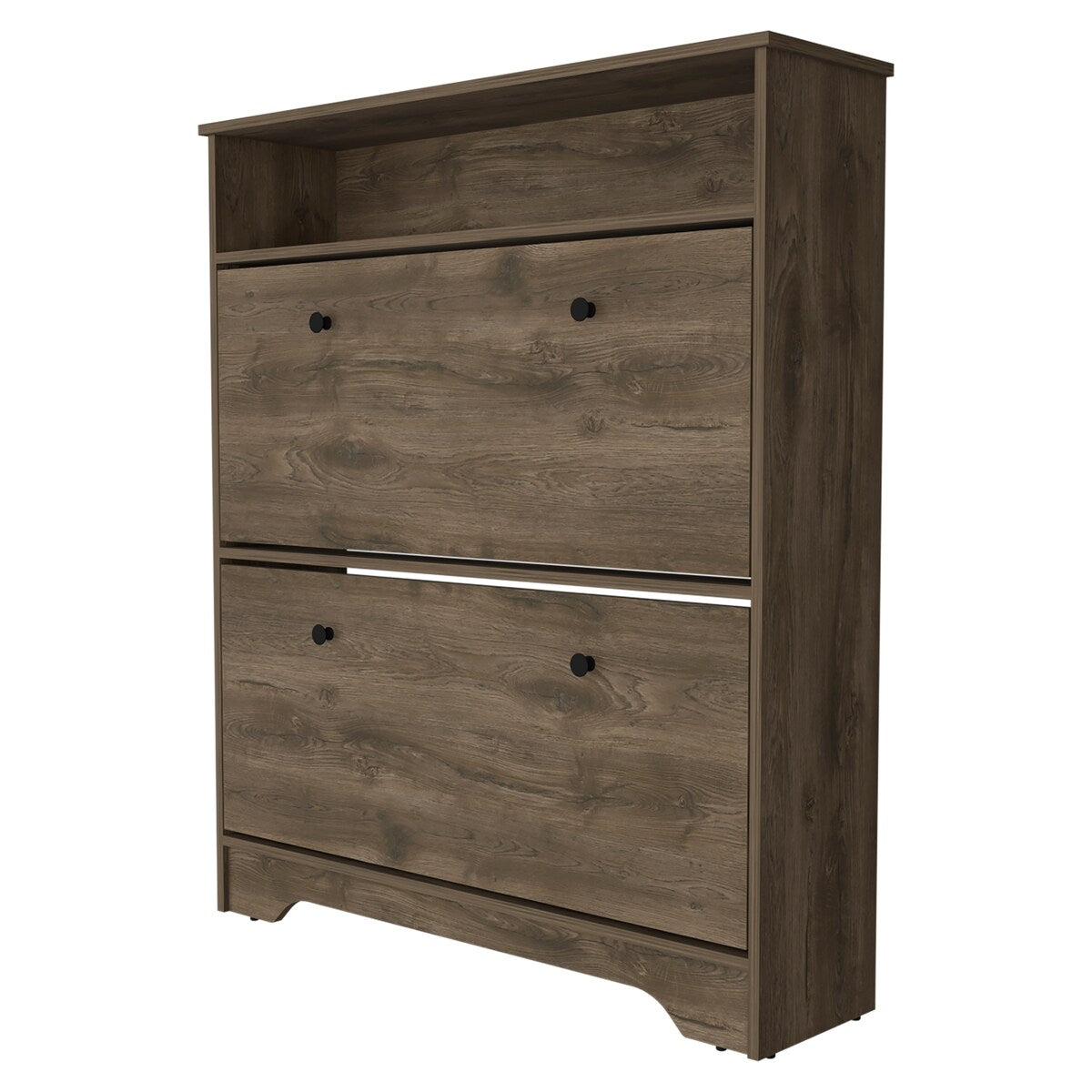 Shoe Rack With One Open Shelf And Two Extendable Cabinets