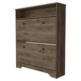 Shoe Rack With One Open Shelf And Two Extendable Cabinets
