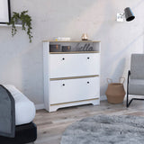 Shoe Rack With One Open Shelf And Two Extendable Cabinets
