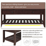 Shoe Rack with Cushioned Seat and Drawers, Multipurpose Entryway Storage Bench