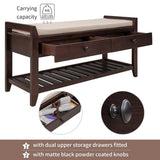 Shoe Rack with Cushioned Seat and Drawers, Multipurpose Entryway Storage Bench