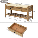 Shoe Rack with Cushioned Seat and Drawers, Multipurpose Entryway Storage Bench