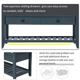 Shoe Rack with Cushioned Seat and Drawers, Multipurpose Entryway Storage Bench