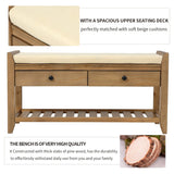 Shoe Rack with Cushioned Seat and Drawers, Multipurpose Entryway Storage Bench