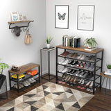 Shoe Rack, Industrial Shoe Storage Organizer, Large 5-Tier Metal Shoe Rack Shelves with Wood Board, Entryway Table for Hallway