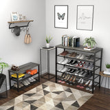 Shoe Rack, Industrial Shoe Storage Organizer, Large 5-Tier Metal Shoe Rack Shelves with Wood Board, Entryway Table for Hallway