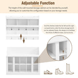 Shoe Storage Bench with Shelves and 4 Hooks, Elegant Hall Tree with Wall Mounted Coat Rack, Entryway Organizer