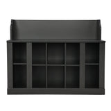 Shoe Storage Bench with Shelves and 4 Hooks, Wall Mounted Coat Rack