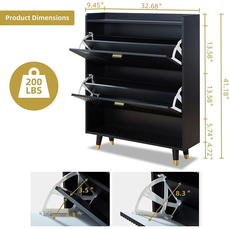 Shoe Storage Cabinet with 2 Flip Drawers for Entryway