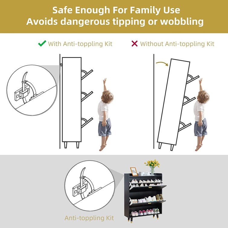 Shoe Storage Cabinet with 2 Flip Drawers for Entryway