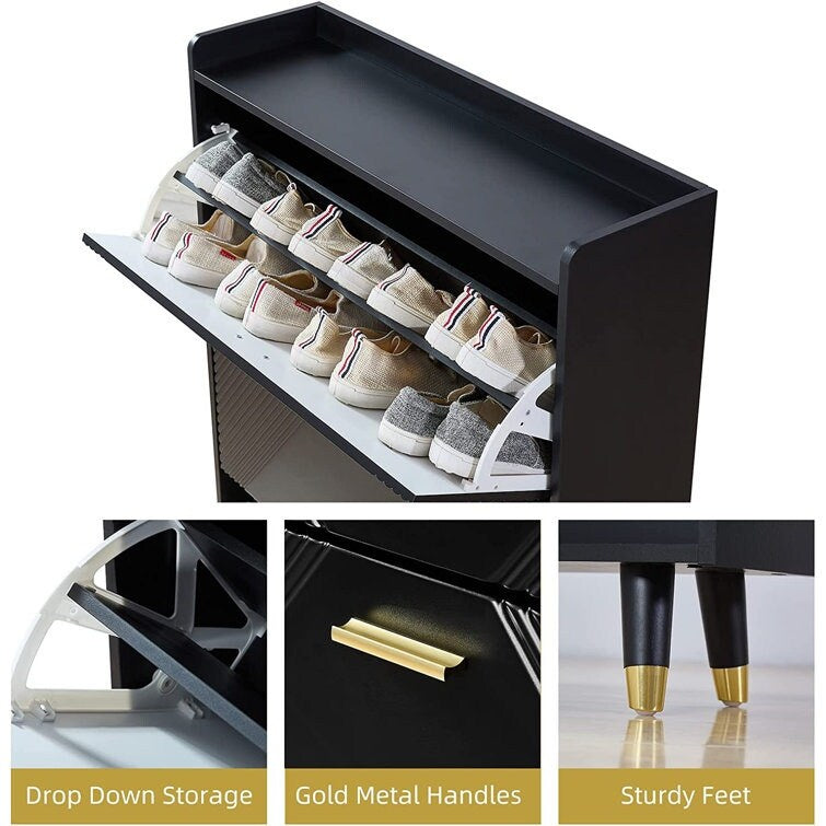 Shoe Storage Cabinet with 2 Flip Drawers for Entryway