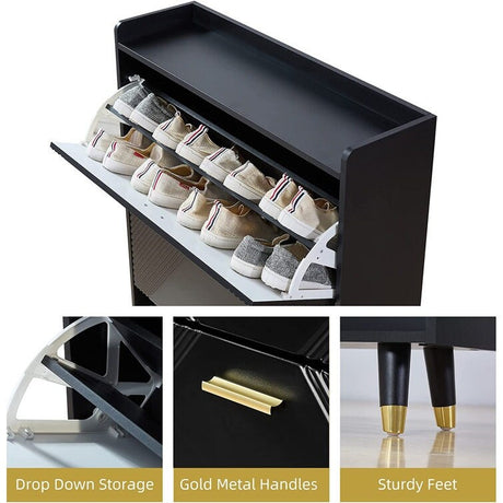 Shoe Storage Cabinet with 2 Flip Drawers for Entryway