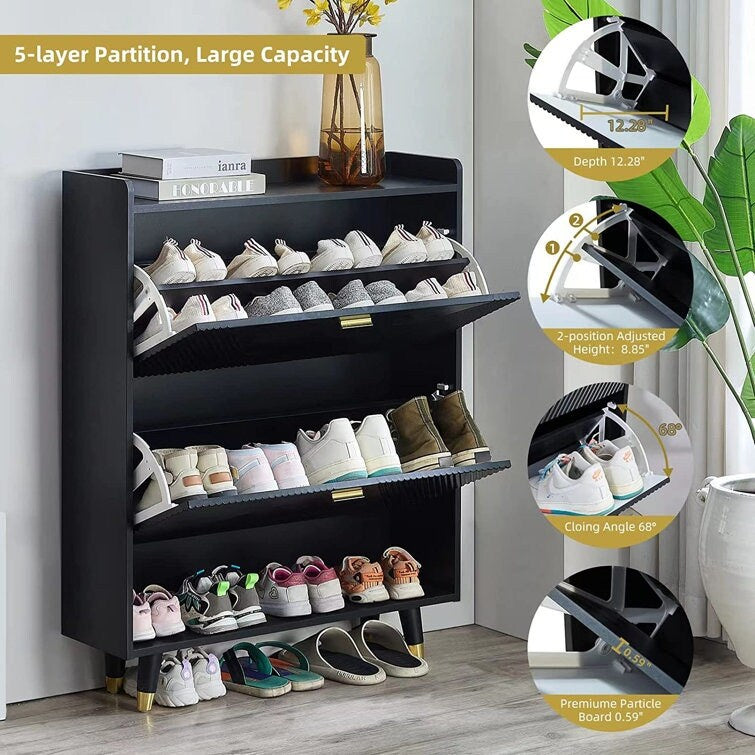 Shoe Storage Cabinet with 2 Flip Drawers for Entryway