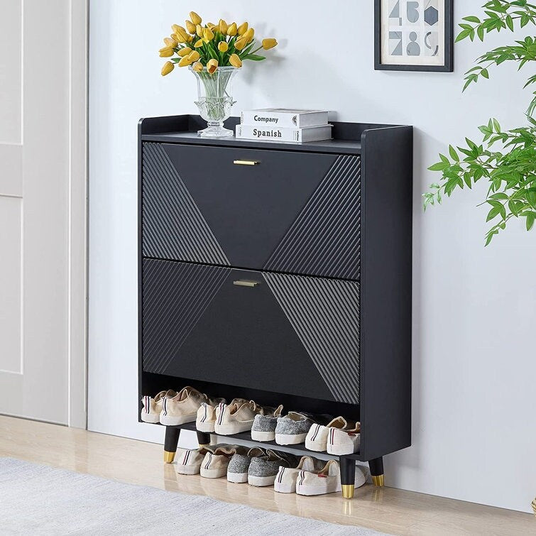 Shoe Storage Cabinet with 2 Flip Drawers for Entryway