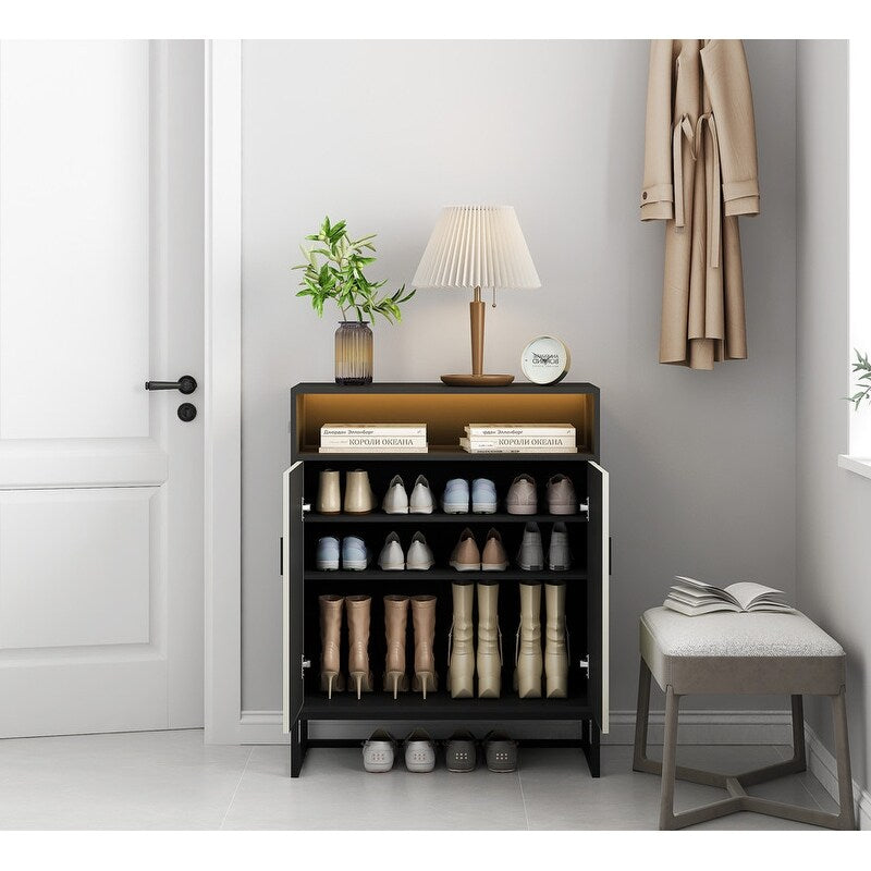 Shoe Storage Cabinet, Wooden Shoe Cabinet with Doors Modern Shoe Organizer Entryway, Hallway, Living Room
