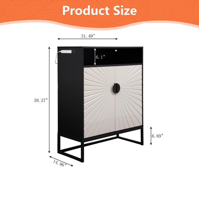 Shoe Storage Cabinet, Wooden Shoe Cabinet with Doors Modern Shoe Organizer Entryway, Hallway, Living Room