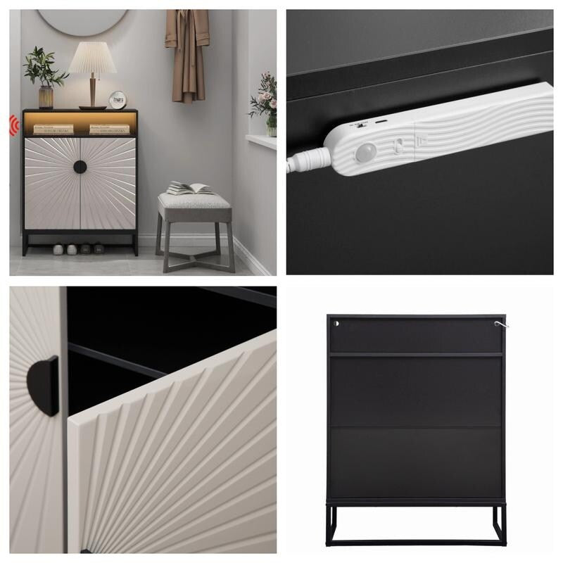 Shoe Storage Cabinet, Wooden Shoe Cabinet with Doors Modern Shoe Organizer Entryway, Hallway, Living Room