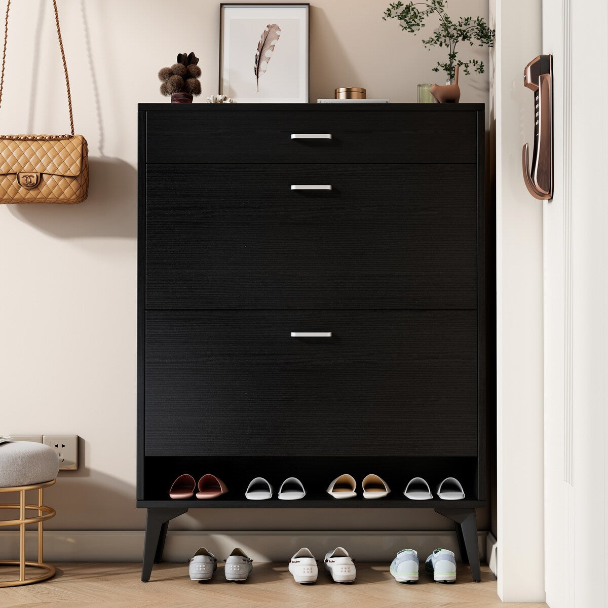 Shoe Storage Shelves With metal leg