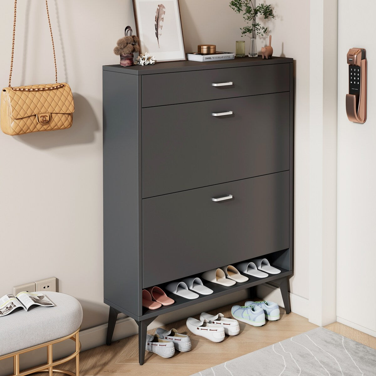 Shoe Storage Shelves With metal leg
