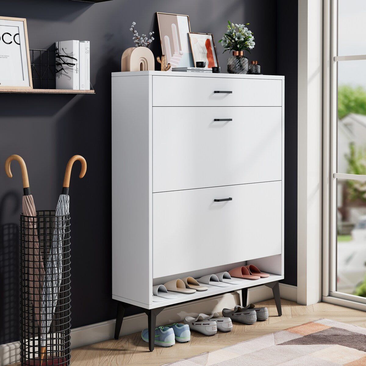Shoe Storage Shelves With metal leg
