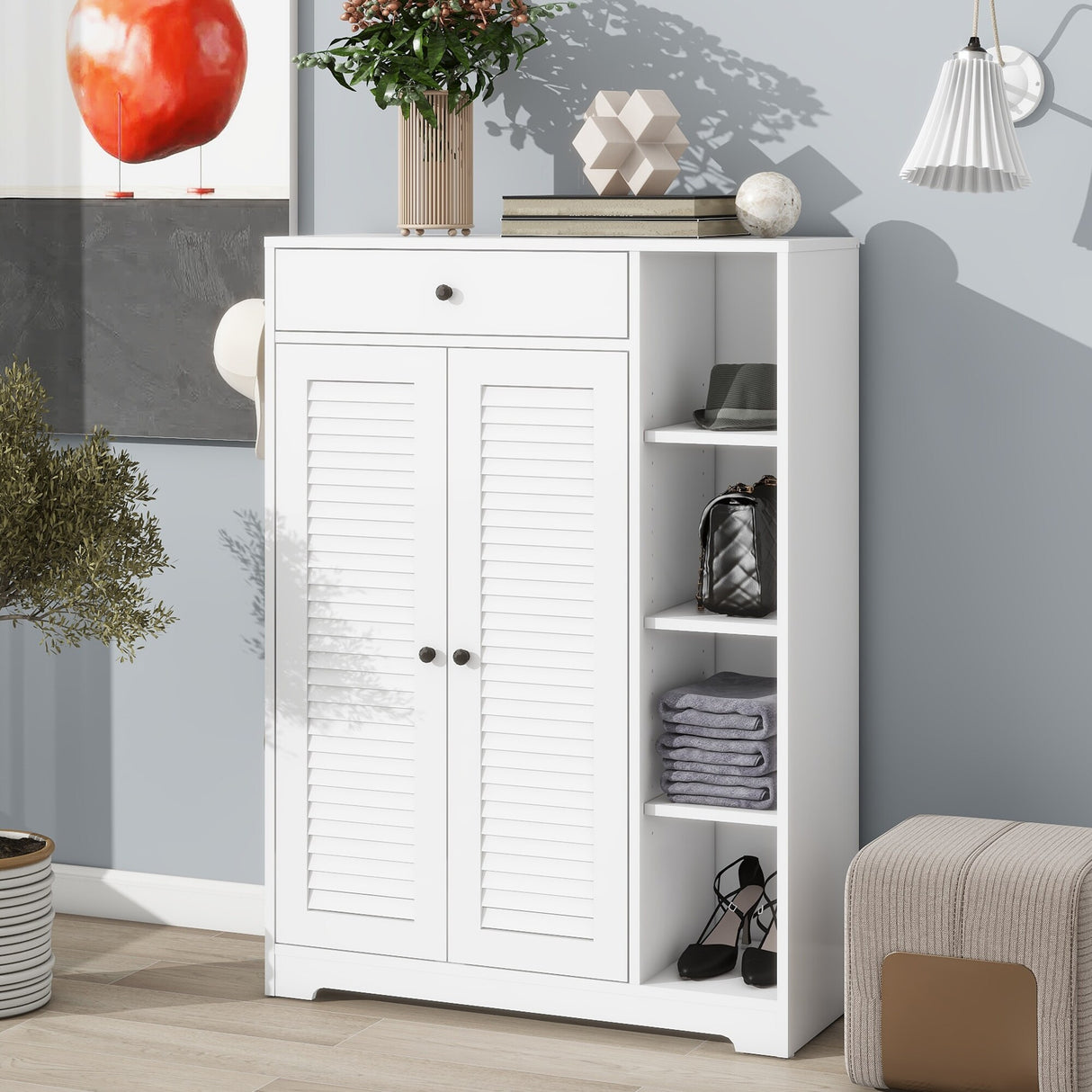 Shoe Storage with Adjustable Storage Shelf &Top Drawer