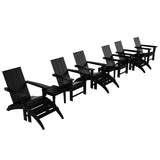 Polytrends Shoreside Modern 12-Piece Folding Adirondack Chair With Ottoman And Side Table