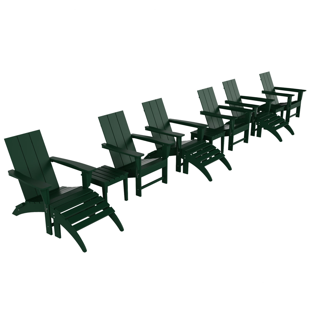 Polytrends Shoreside Modern 12-Piece Folding Adirondack Chair With Ottoman And Side Table