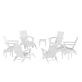 Polytrends Shoreside Modern 12-Piece Folding Adirondack Chair With Ottoman And Side Table