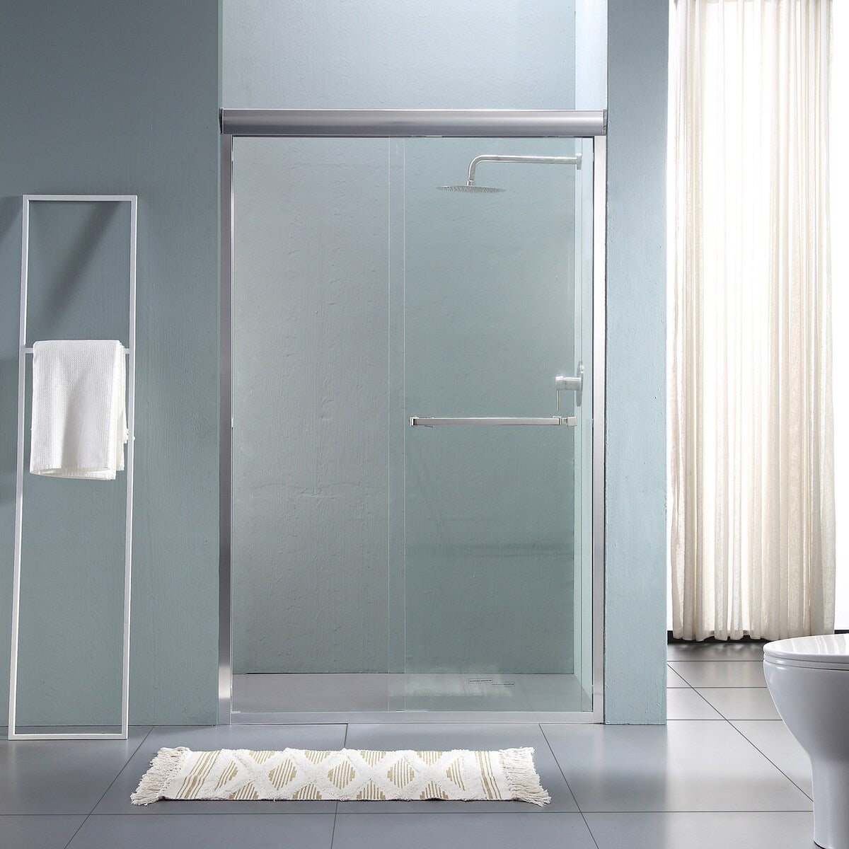 Shower Door 48 W x 76 H Semi-Frameless Bypass Sliding Shower Enclosure - 48*76"