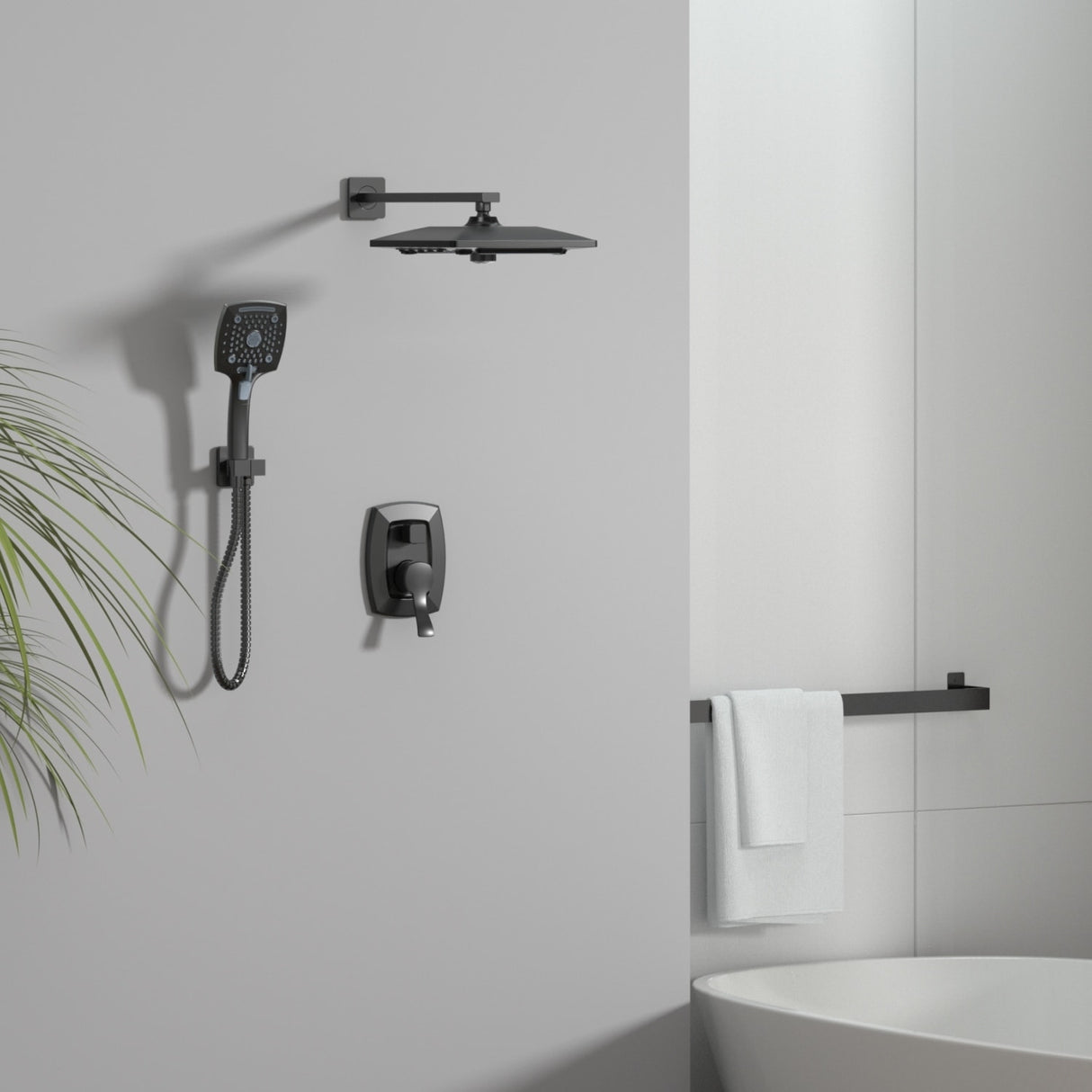 Shower Faucet Set with 10 in. Head Complete Shower System Matte Black